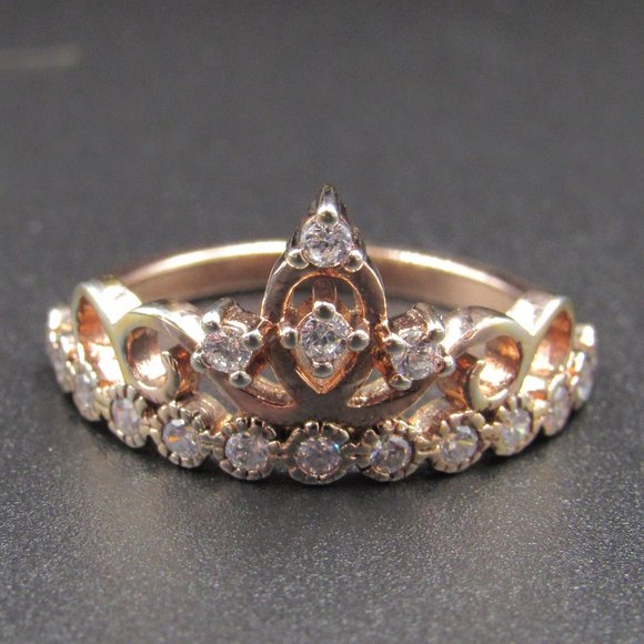 Jewelry - Size 7 Sterling Silver Cubic Zirconia Crown Ring